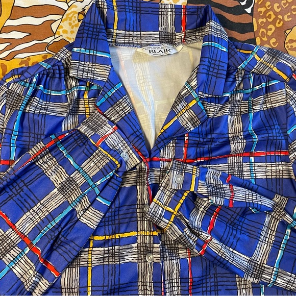 Vintage Blair of Warren, Pa blue plaid button-up shirt. Size large - Picture 3 of 6